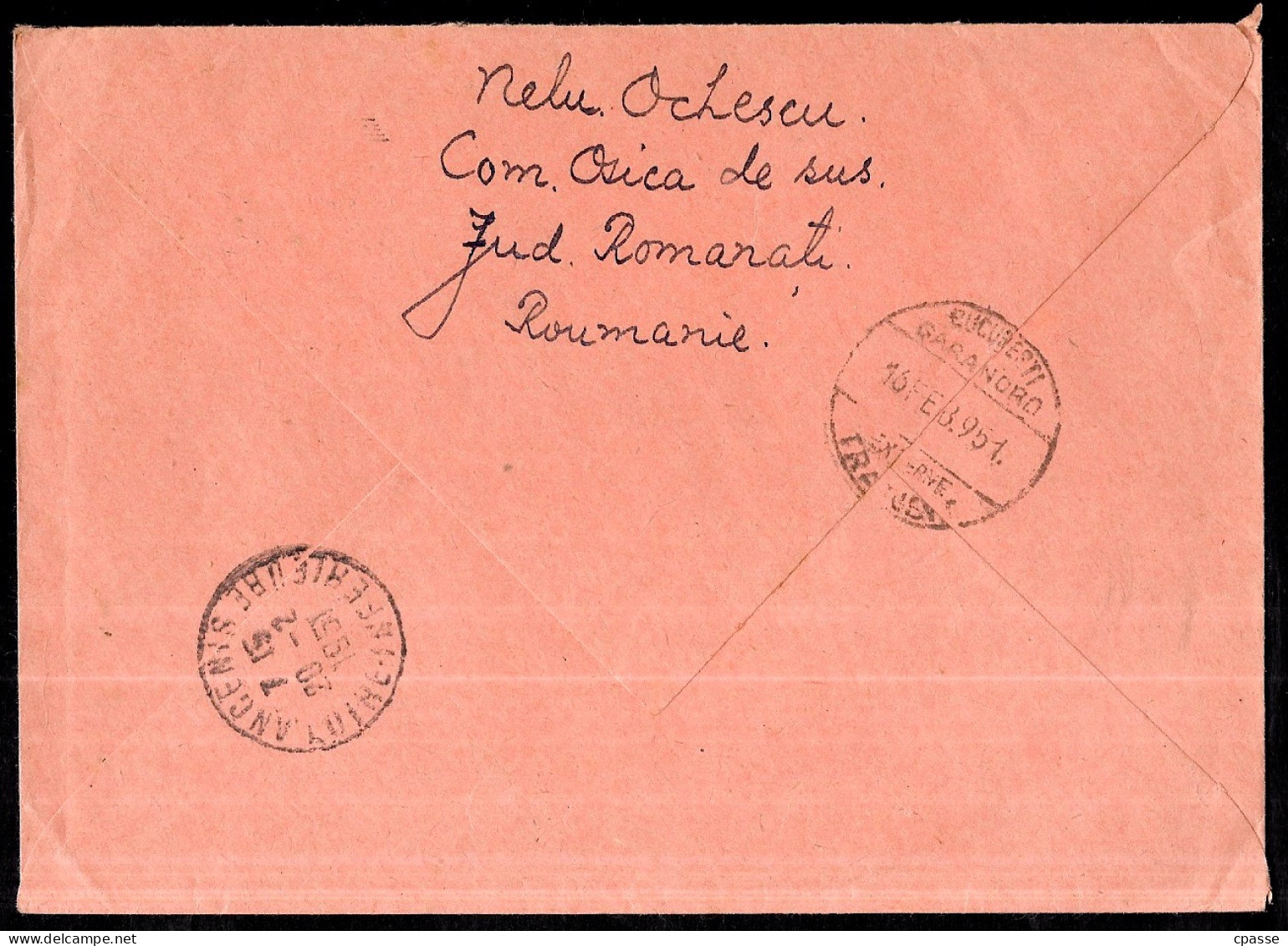 1951 Lettre Recommandée Posta Republica Populara Romana, Roumanie Romania, Affranchissement Composé, Vers France Ancenis - Storia Postale