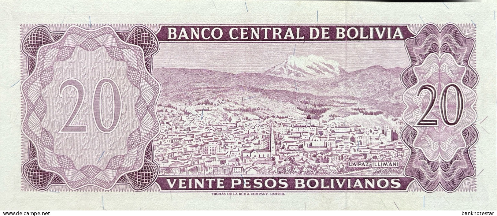 Bolivia 20 Pesos Bolivianos, P-161 (L.1962) - UNC - RARE - Bolivia