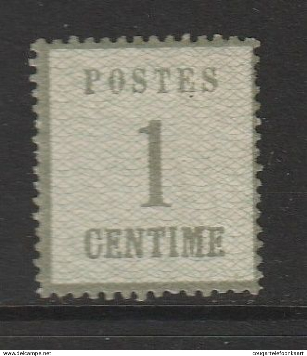 Elsass Und Lothringen, Mi. 1 Type I, 1 Centime Olivgrün, Ungebraucht - Postfris