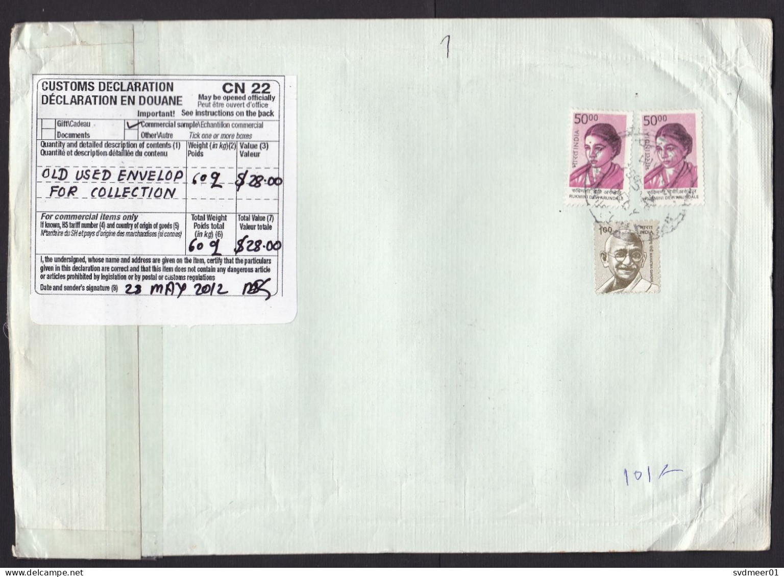 India: Registered Airmail Cover To Netherlands, 2012, 3 Stamps, Gandhi, CN22 Customs Declaration Label (minor Creases) - Lettres & Documents