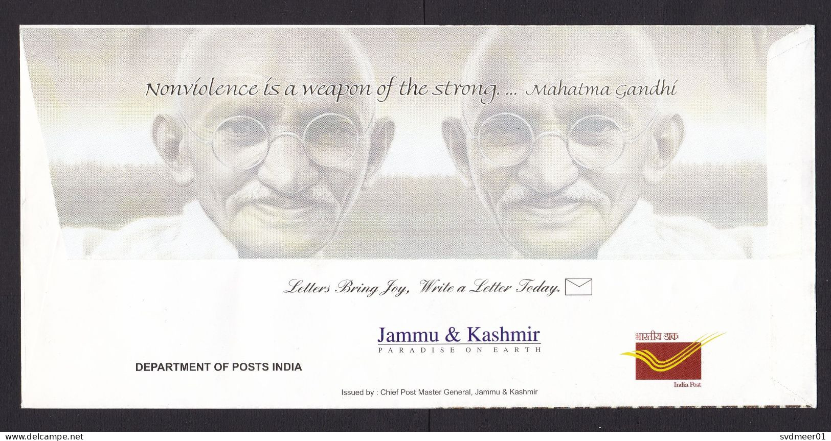 India: Commemorative Cover, 2012, 1 Stamp, History, Special Cancel Gandhi Exhibition Jammu (traces Of Use) - Brieven En Documenten