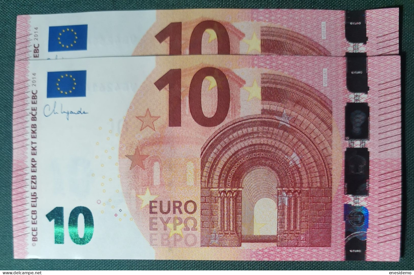 10 EURO SPAIN 2014 LAGARDE V011A1 VB CORRELATIVE COUPLE FIRST POSITION SC FDS UNCIRCULATED  PERFECT - 10 Euro