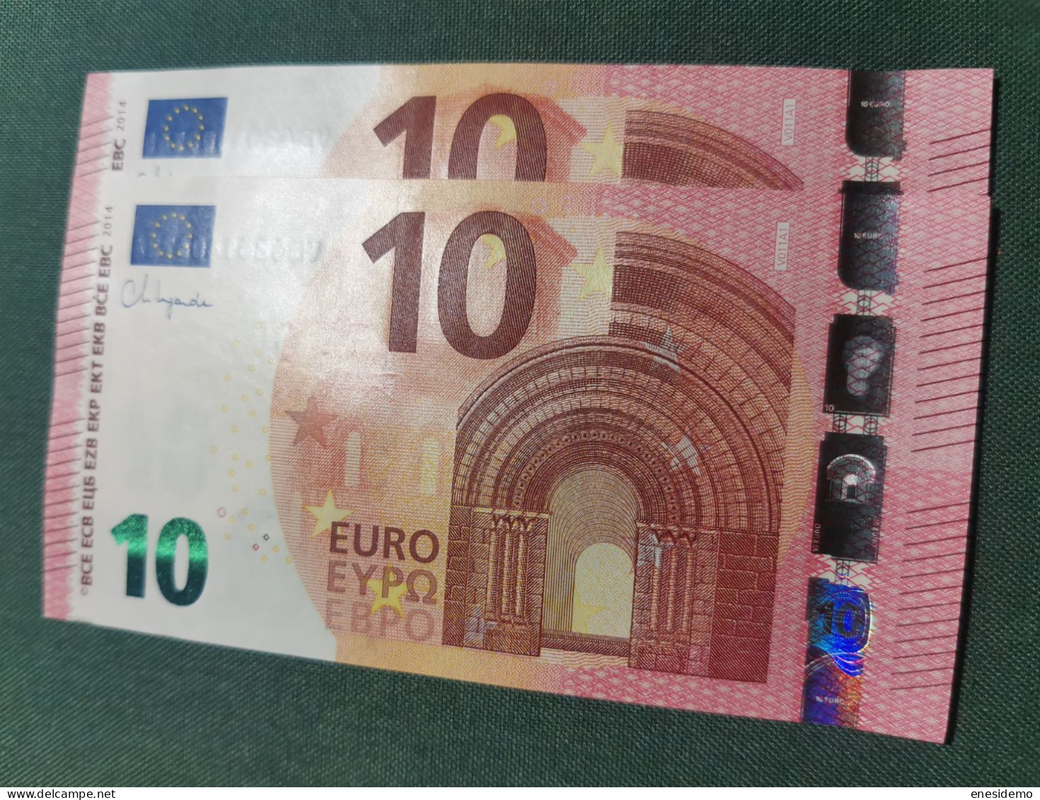 10 EURO SPAIN 2014 LAGARDE V011A1 VB CORRELATIVE COUPLE FIRST POSITION SC FDS UNCIRCULATED  PERFECT - 10 Euro