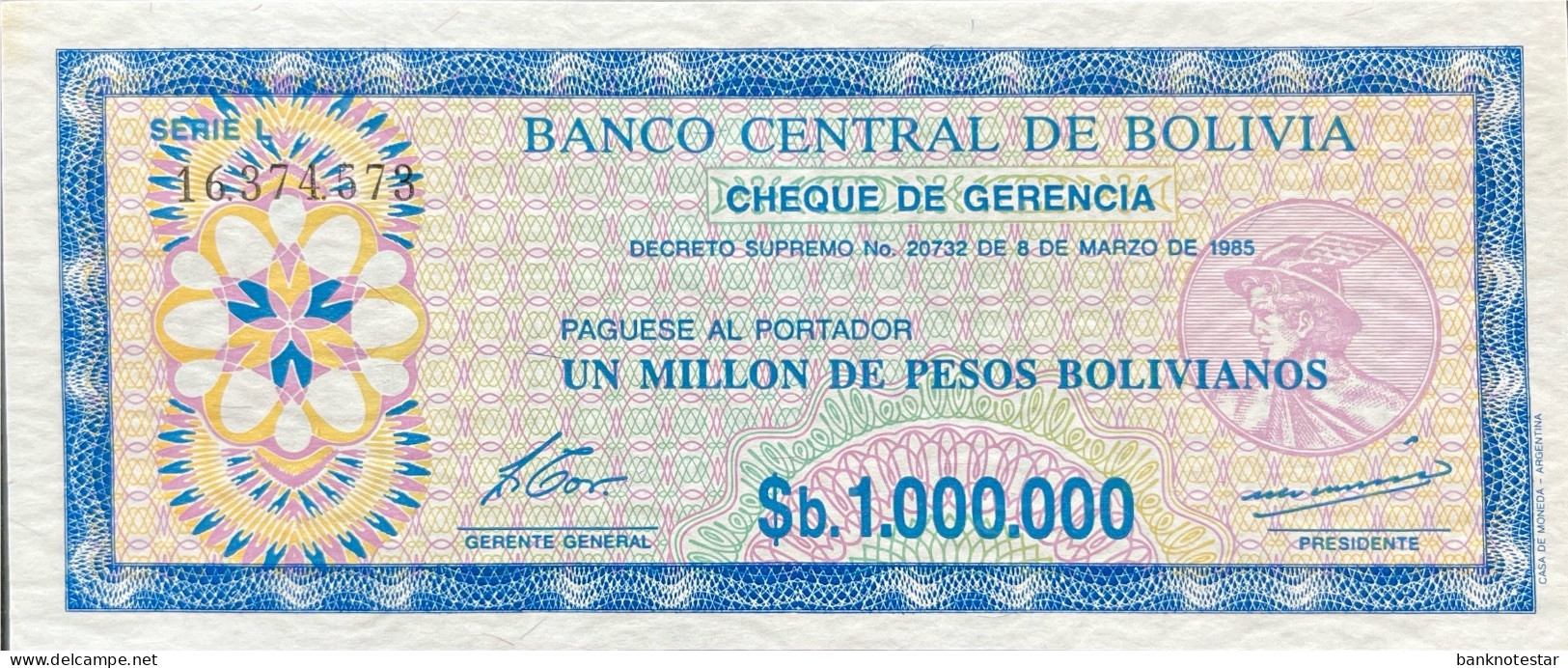 Bolivia 1.000.000 Pesos Bolivianos, P-192C (D.1985) - UNC - Bolivië