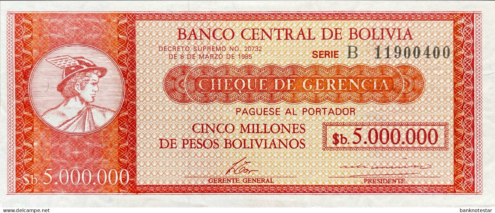 Bolivia 5 Bolivianos, P-200 (1987) - UNC - RARE - Bolivia