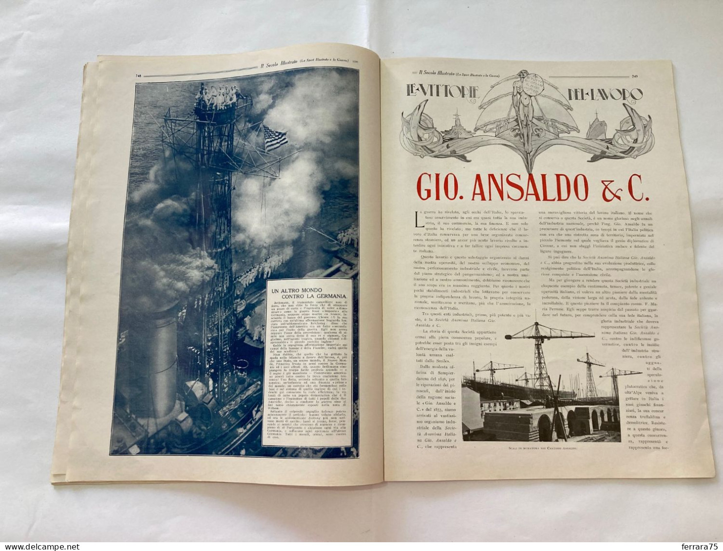 WW1 IL SECOLO ILLUSTRATO NUMERO DOPPIO REGIA MARINA ARDITI GABRIELE D'ANNUNZIO.