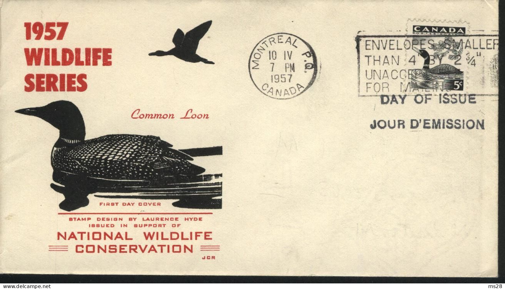 Canada FDC Sc  369  Common Loon - 1952-1960