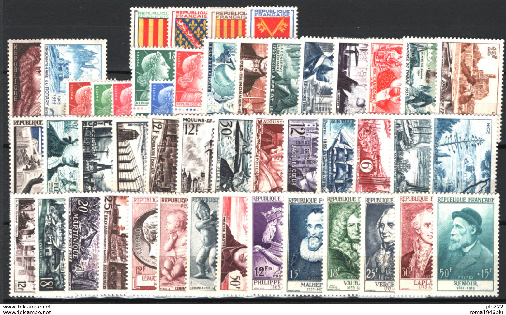 Francia 1955 Annata Complete + Posta Aerea / Complete Year + Air Mail **/MNH VF - 1950-1959