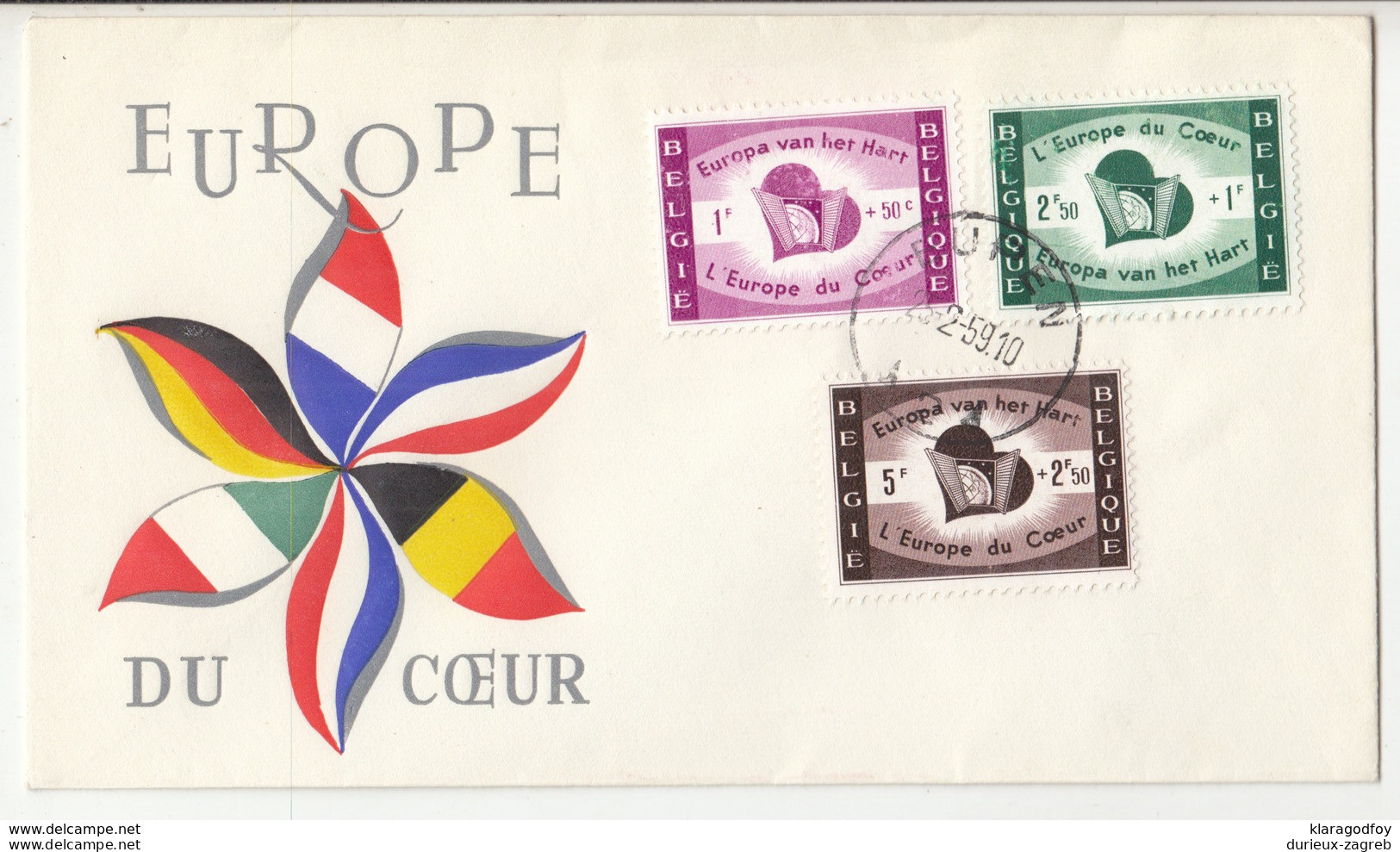 Belgium, Europe Du Coeur 1959 FDC B190101 - 1959