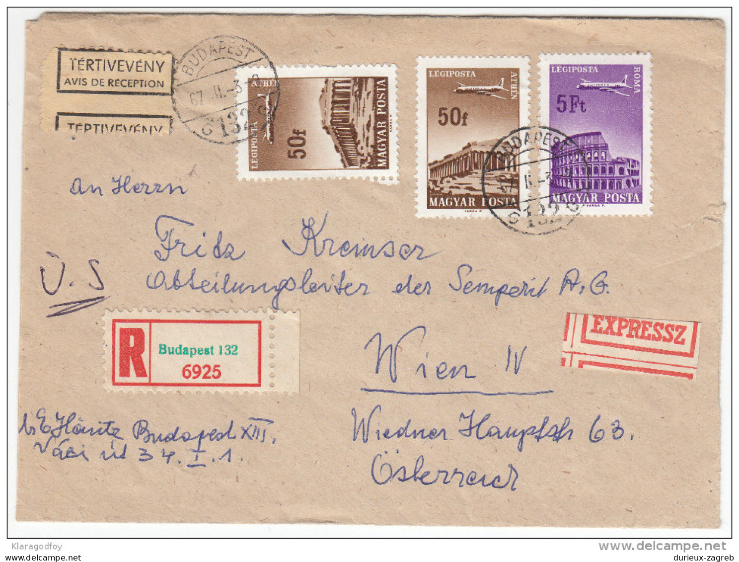 Hungary Registered Letter Cover Travelled 1967 To Austria B151202 - Lettres & Documents