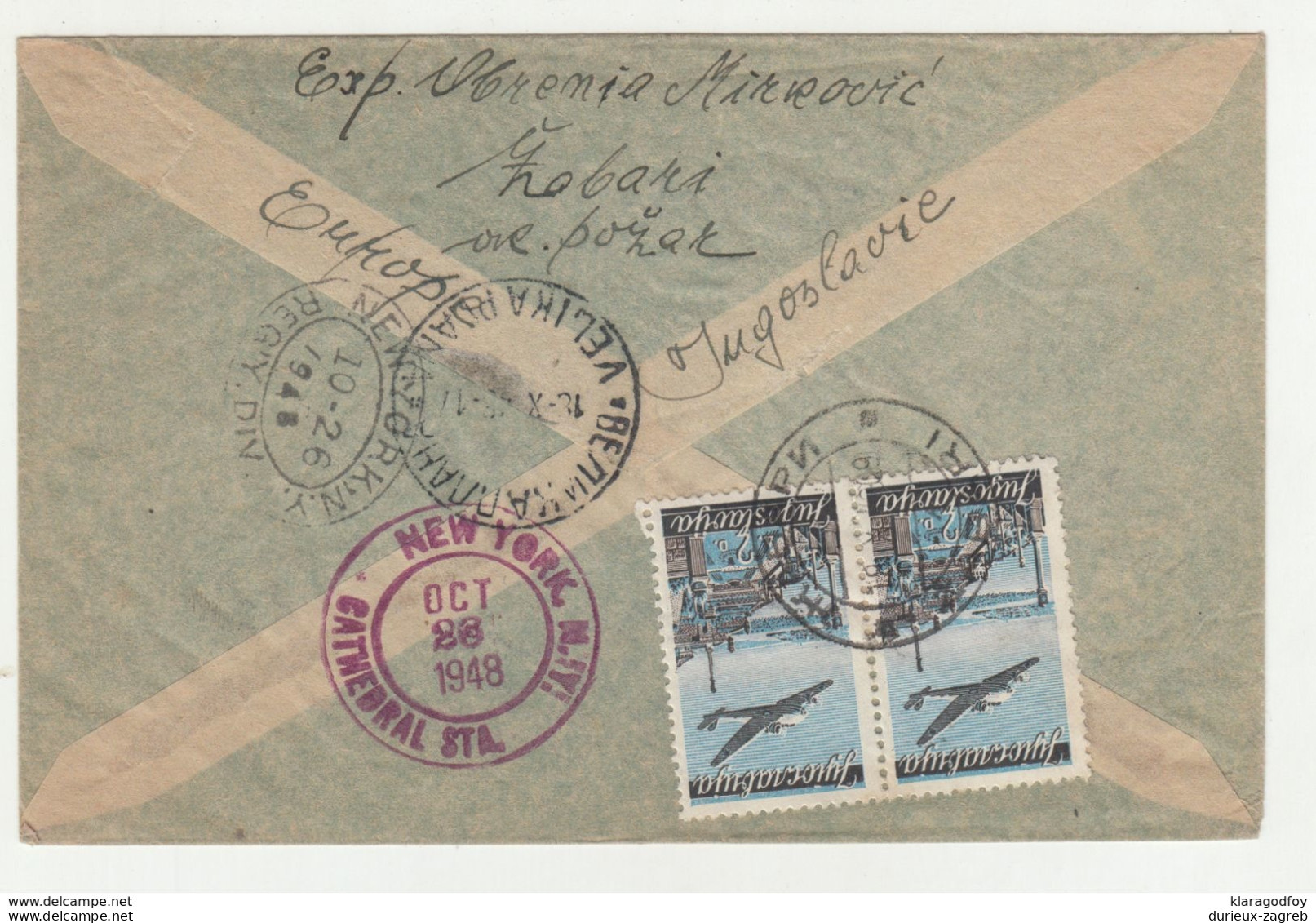 Yugoslavia, Letter Cover Registered Posted 1948 Žabari To New York B200701 - Covers & Documents
