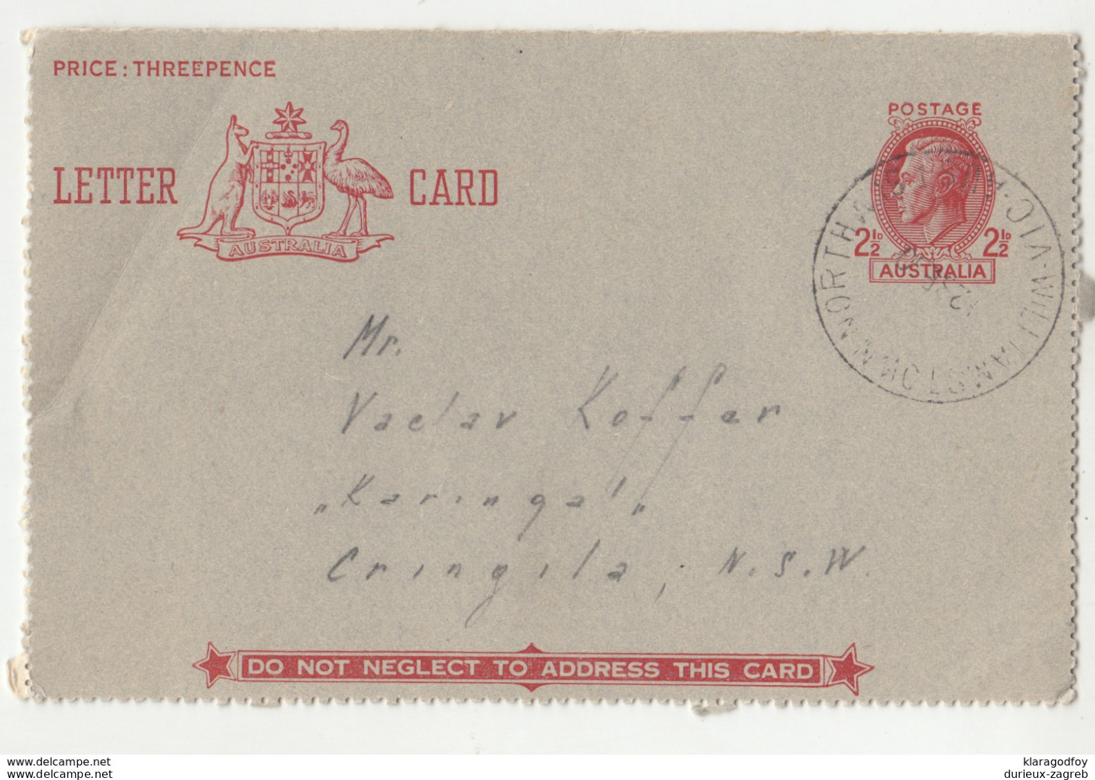 Australia postal stationery 4 letter cards posted 1950 b200310