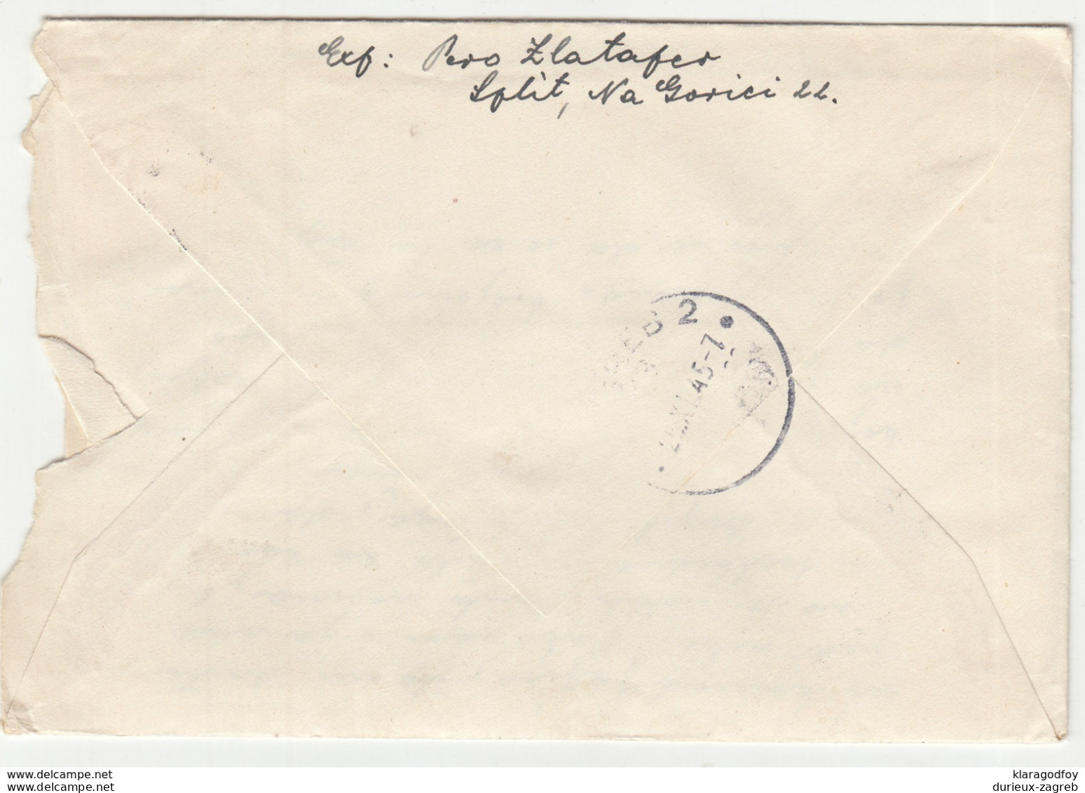 Yugoslavia, Letter Cover Registered Travelled 1945 Split Pmk B180301 - Brieven En Documenten