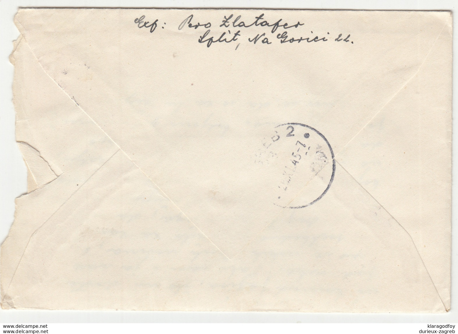 Yugoslavia, Letter Cover Registered Travelled 1945 Split Pmk B180301 - Covers & Documents