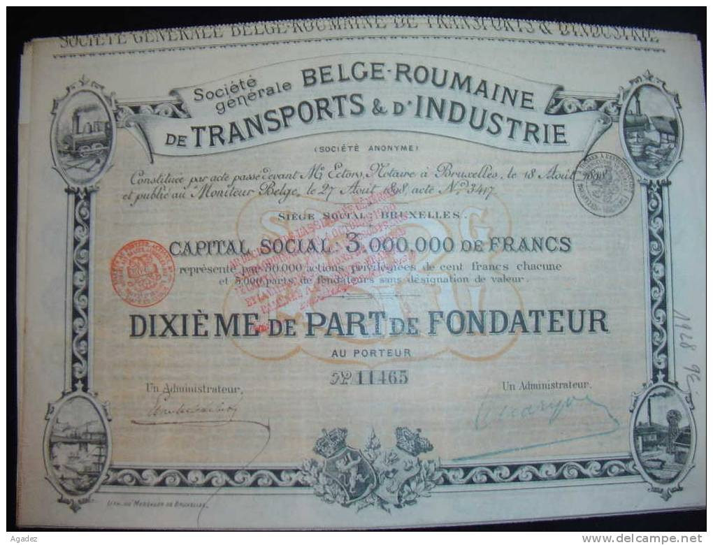 Soc Generale Belge Roumaine De Transports Et D'industrie (Roumanie)Rômania - Transport