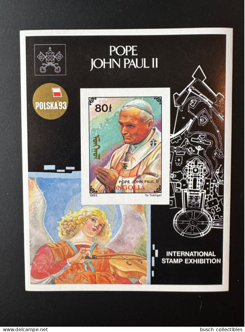 Mongolia 1993 Mi. Bl. 221 ND IMPERF Pape Jean-Paul II Papst Johannes Paul Pope John Paul Polska '93 Stamp Exhibition - Pausen