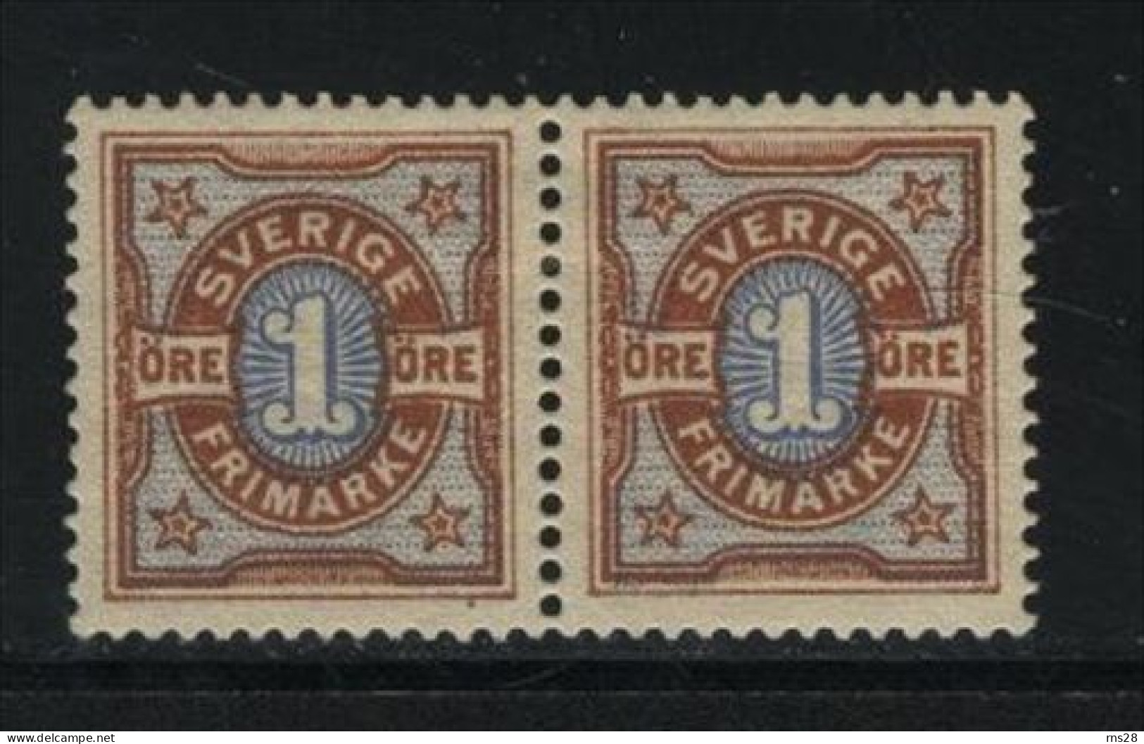Sweden Scott # 52 Pair HINGED  Value  $  2.80 - Unused Stamps