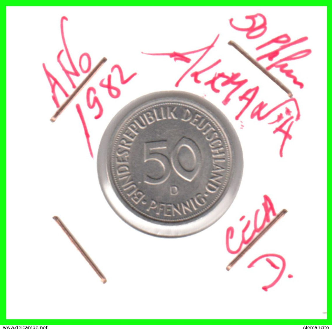 ALEMANIA -DEUTSCHLAND - GERMANY-MONEDA DE LA REPUBLICA FEDERAL DE ALEMANIA DE 50 Pfn. - DEL AÑO 1982 CECA-D-STTUCART - 50 Pfennig