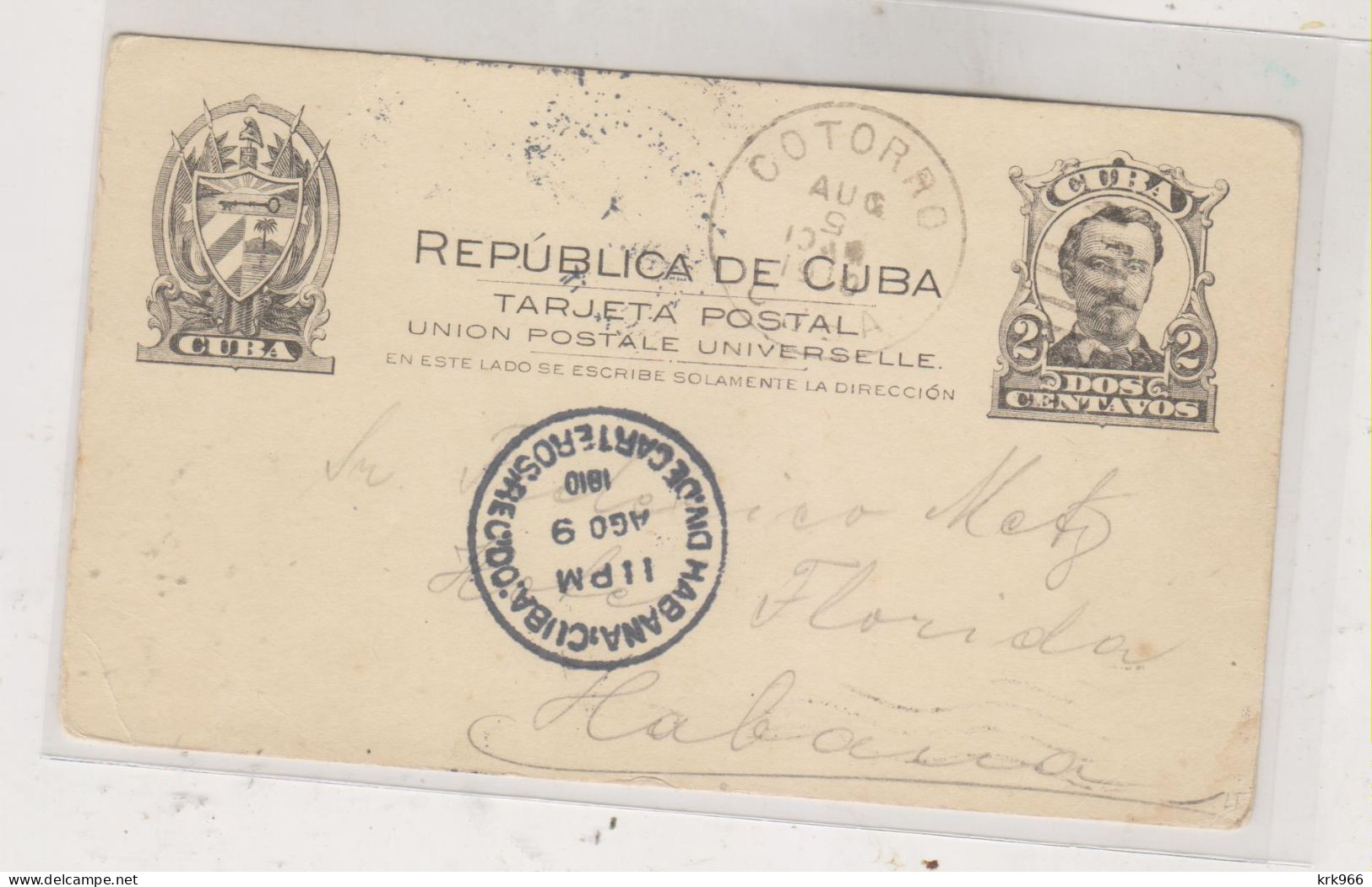 CUBA 1910  Postal Stationery - Briefe U. Dokumente