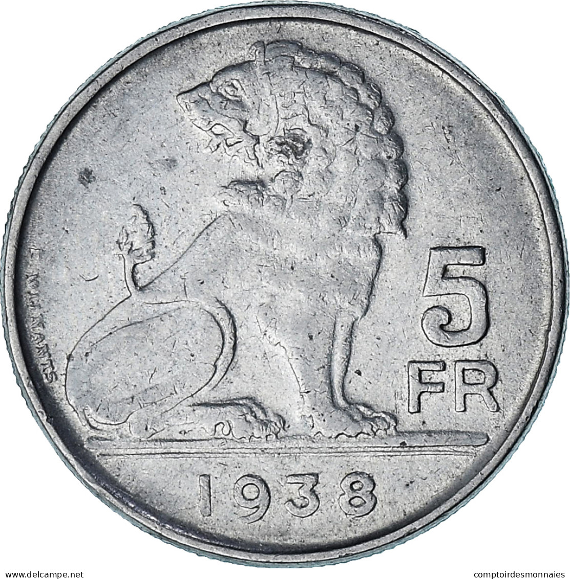 Belgique, 5 Francs, 5 Frank, 1938, Nickel, TTB, KM:116.1 - 5 Francs