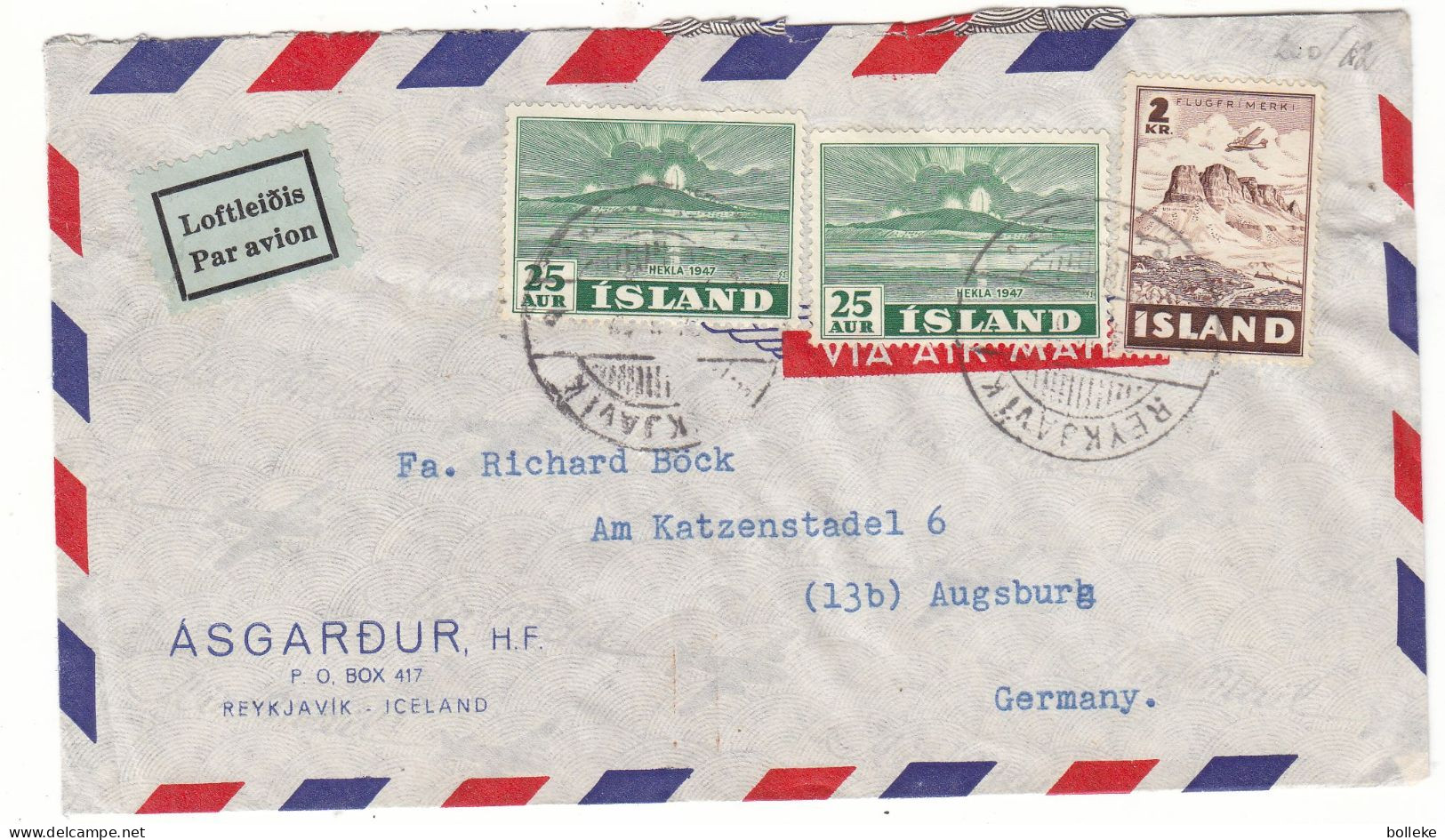 Islande - Lettre De 1948 - Oblit Reykjavik - Volcans - Hekla - - Covers & Documents