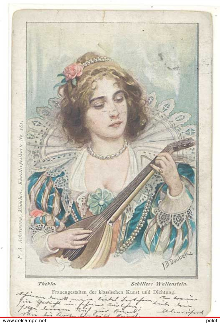 DOUBEK -bThekla -  Schiller : Wallenstein  - Femme Art Nouveau à La Mandoline (2) - Doubek, F.