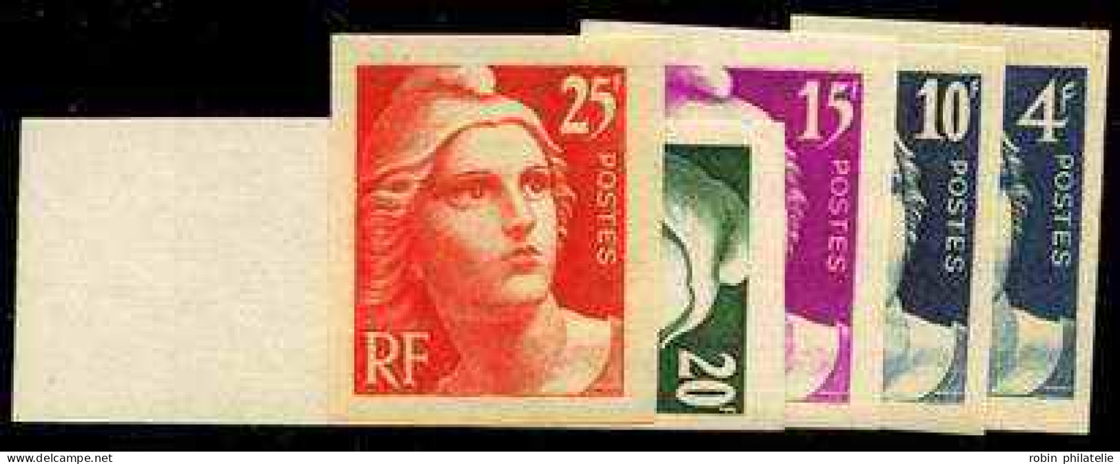 France Variétés  N°725/729  Marianne De Gandon 5 Valeurs Non Dentelées  Qualité:** - Non Classificati