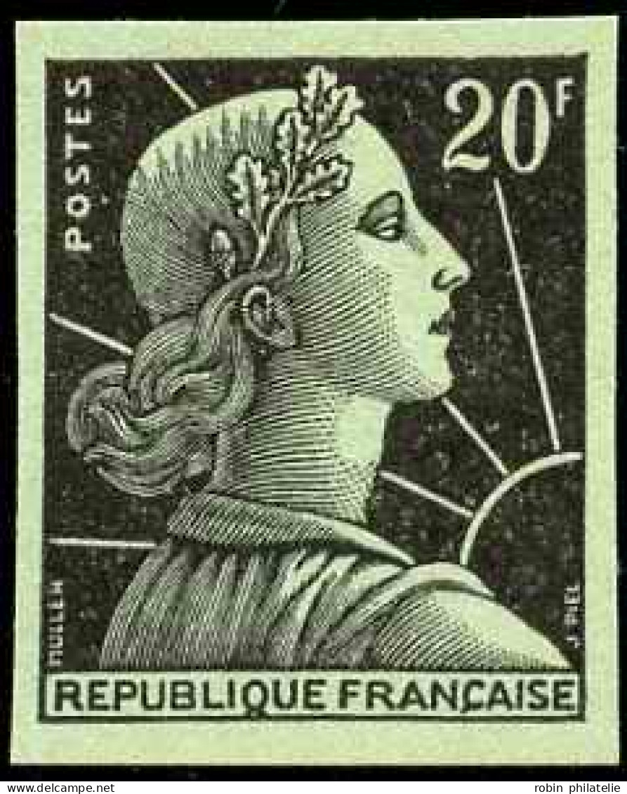 France Variétés  N°1011B  20f Marianne De Muller Essai En Noir Sur Vert  Qualité:(*) - Non Classificati