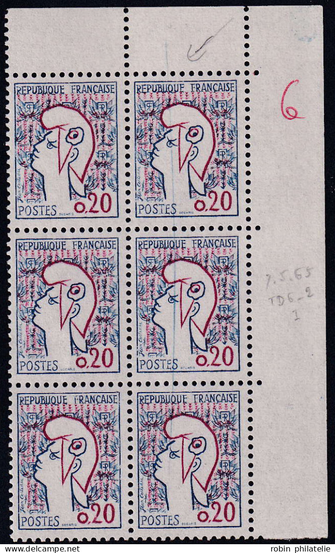 France Variétés  N°1282 Trait De Couleur Bleu Sur  3 Timbres  Qualité:** - Non Classificati