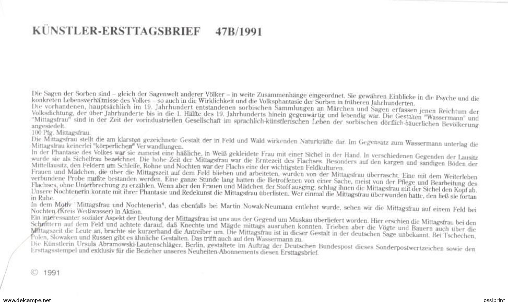 Germany:FDC, Sorbische Kultur, 1991 - 1991-2000