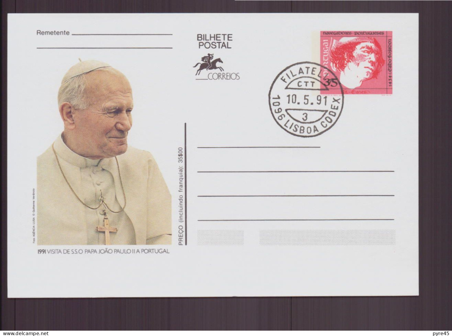 Portugal, Carte Avec Cachet Commémoratif " Filatella " Visite De Jean-paul II, 1991, Lisboa - Annullamenti Meccanici (pubblicitari)