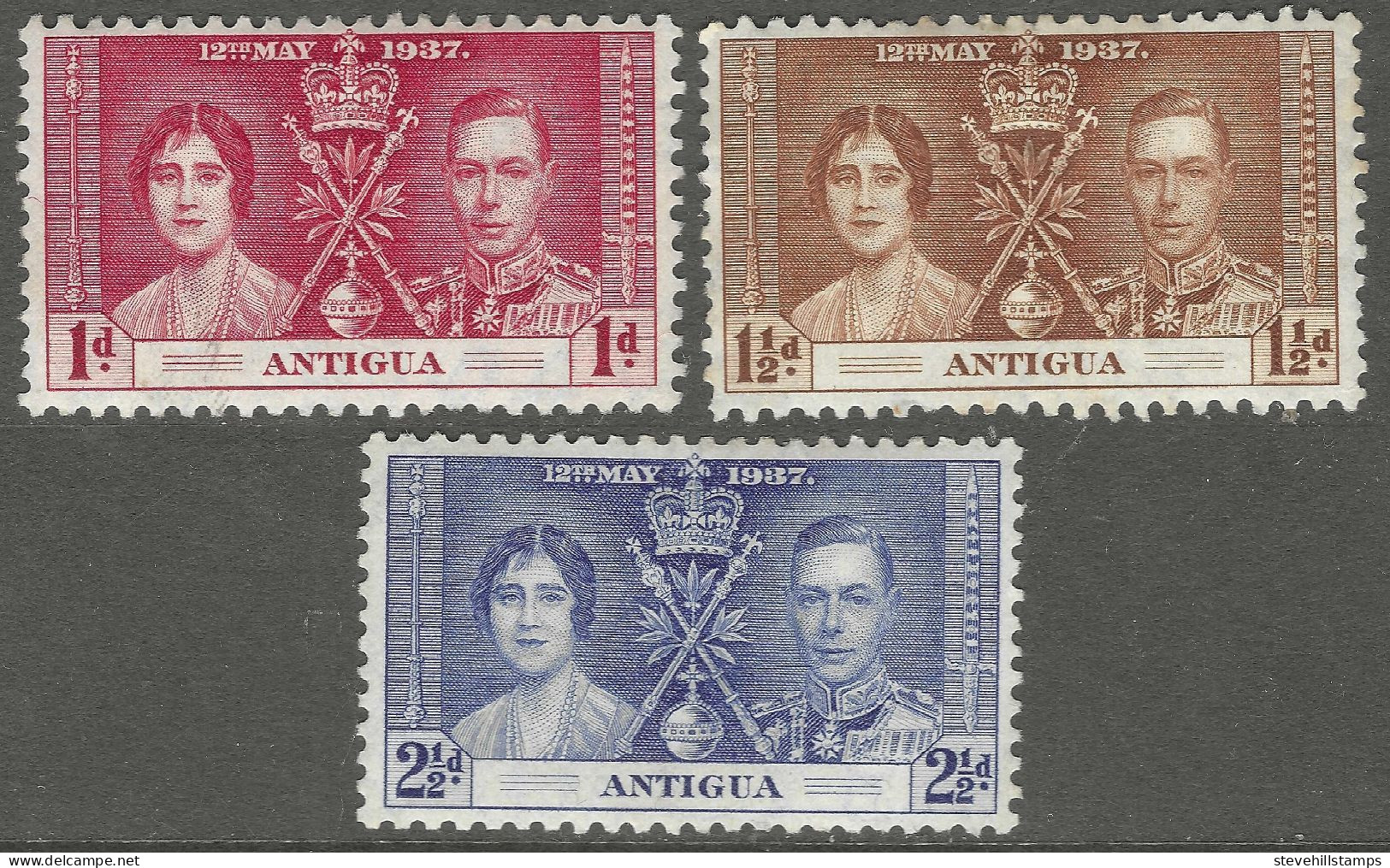 Antigua. 1937 KGVI Coronation. MH Complete Set. SG 95-97 - 1858-1960 Kolonie Van De Kroon