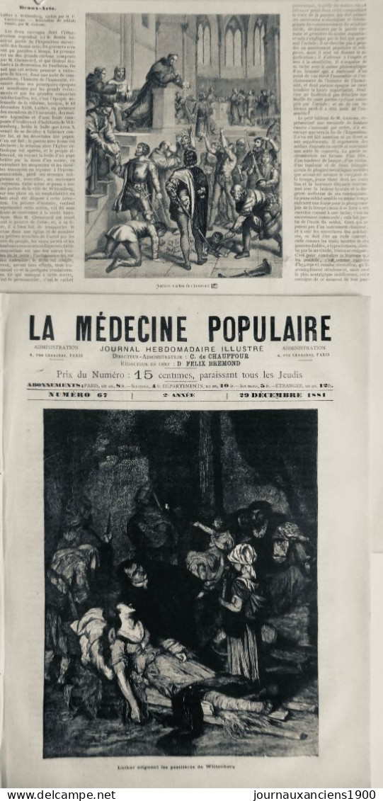 1881 LUTHER MEDECIN PRECHEUR 2 JOURNAUX ANCIENS - Non Classés