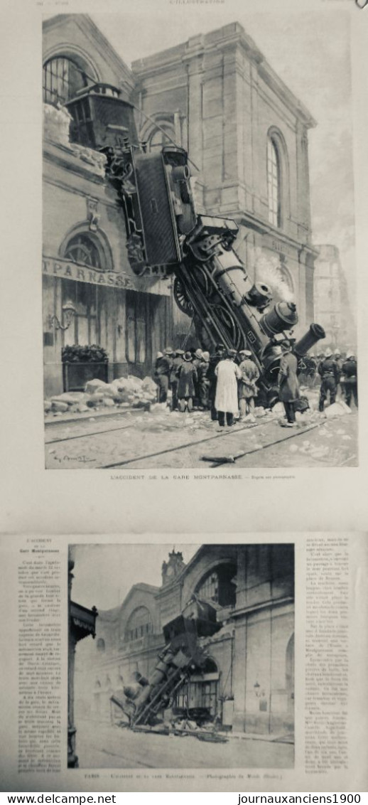 1895 TRAIN GARE MONTPARNASSE ACCIDENT 2 JOURNAUX ANCIENS - Non Classés