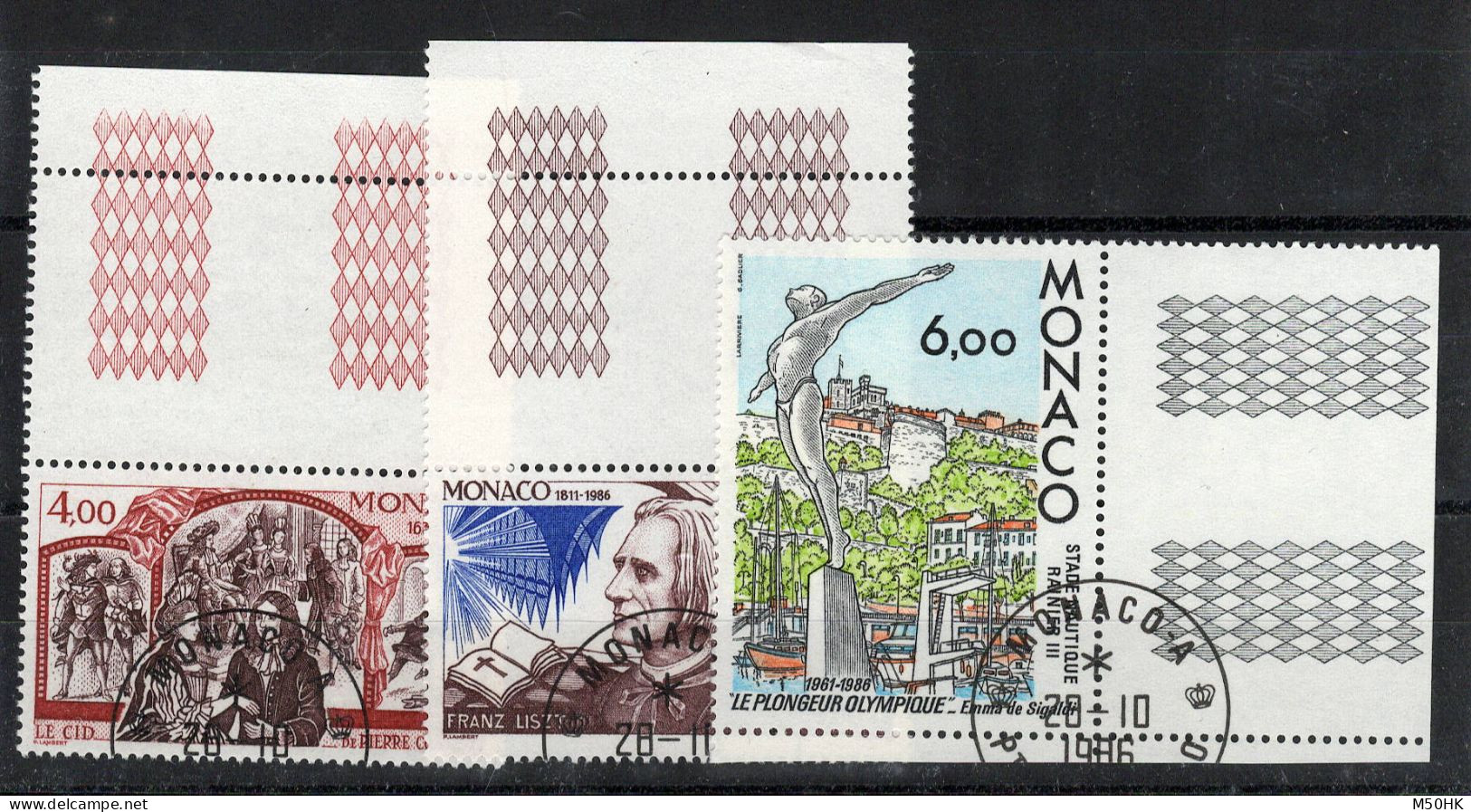 Monaco - YV 1547 à 1549 Oblitérés BdF , Sur Timbres N** - Gebruikt