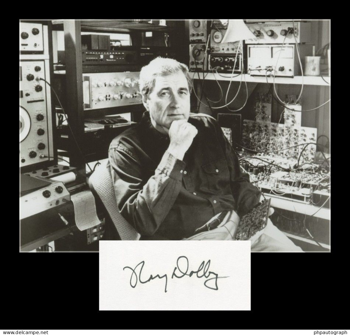 Ray Dolby (1933-2013) - American Engineer - Dolby NR - Rare Signed Card + Photo - Inventeurs & Scientifiques