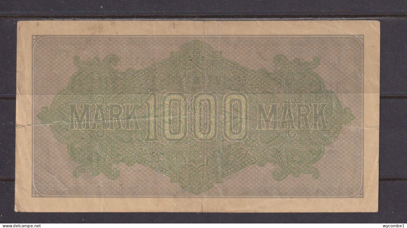 GERMANY - 1922 1000 Mark Circulated Banknote As Scans - 1.000 Mark