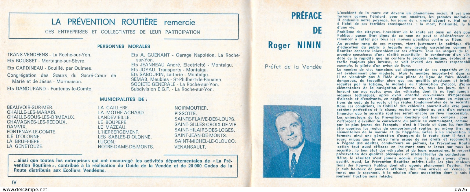 Livret: La Prévention Routière Dans Votre Département (Vendée 85) Conseil P.R. Carnet D'entretien - Auto