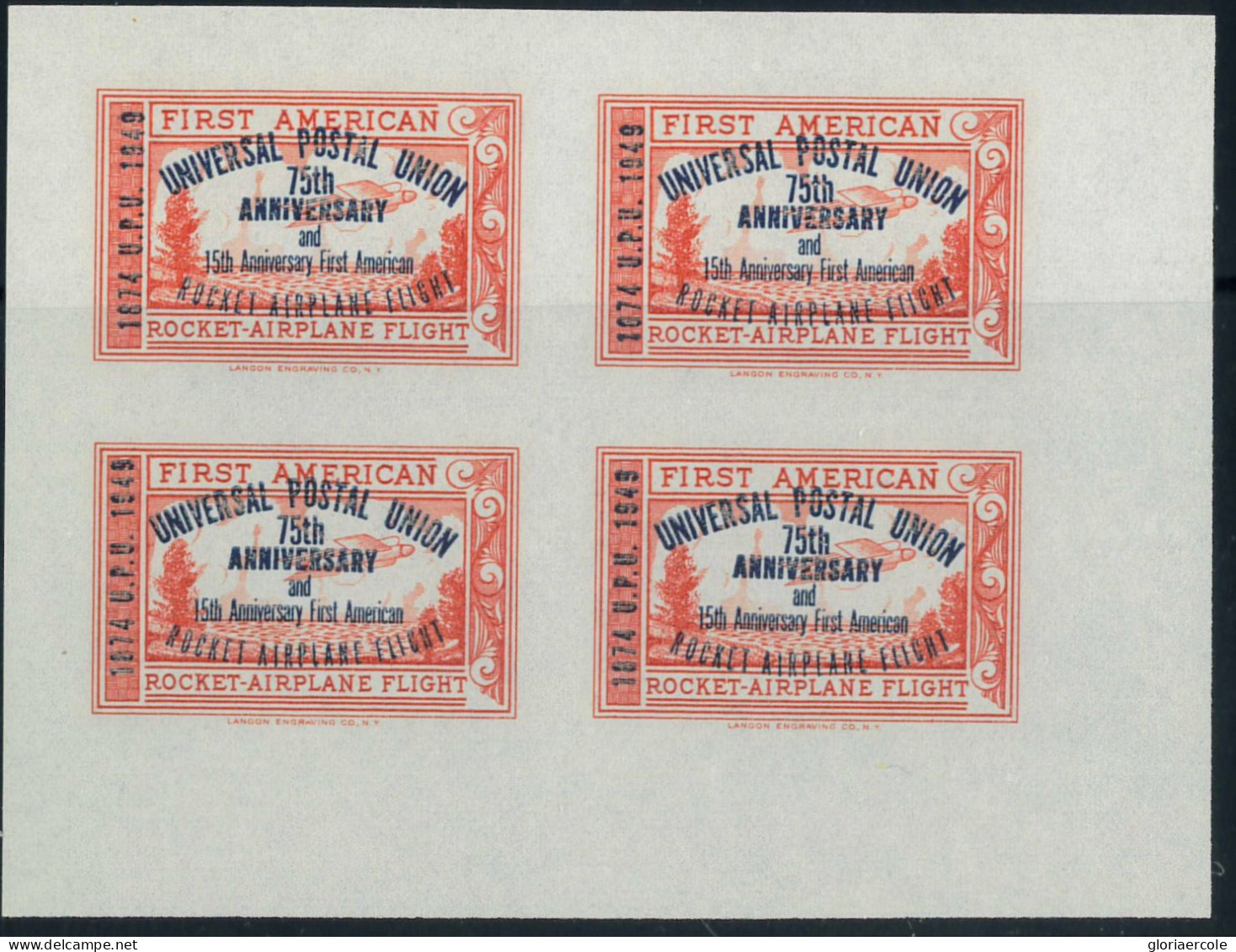 P1616 - ROCKET MAIL , US LABEL IN BLOCK OF 4 , 1949 - USA