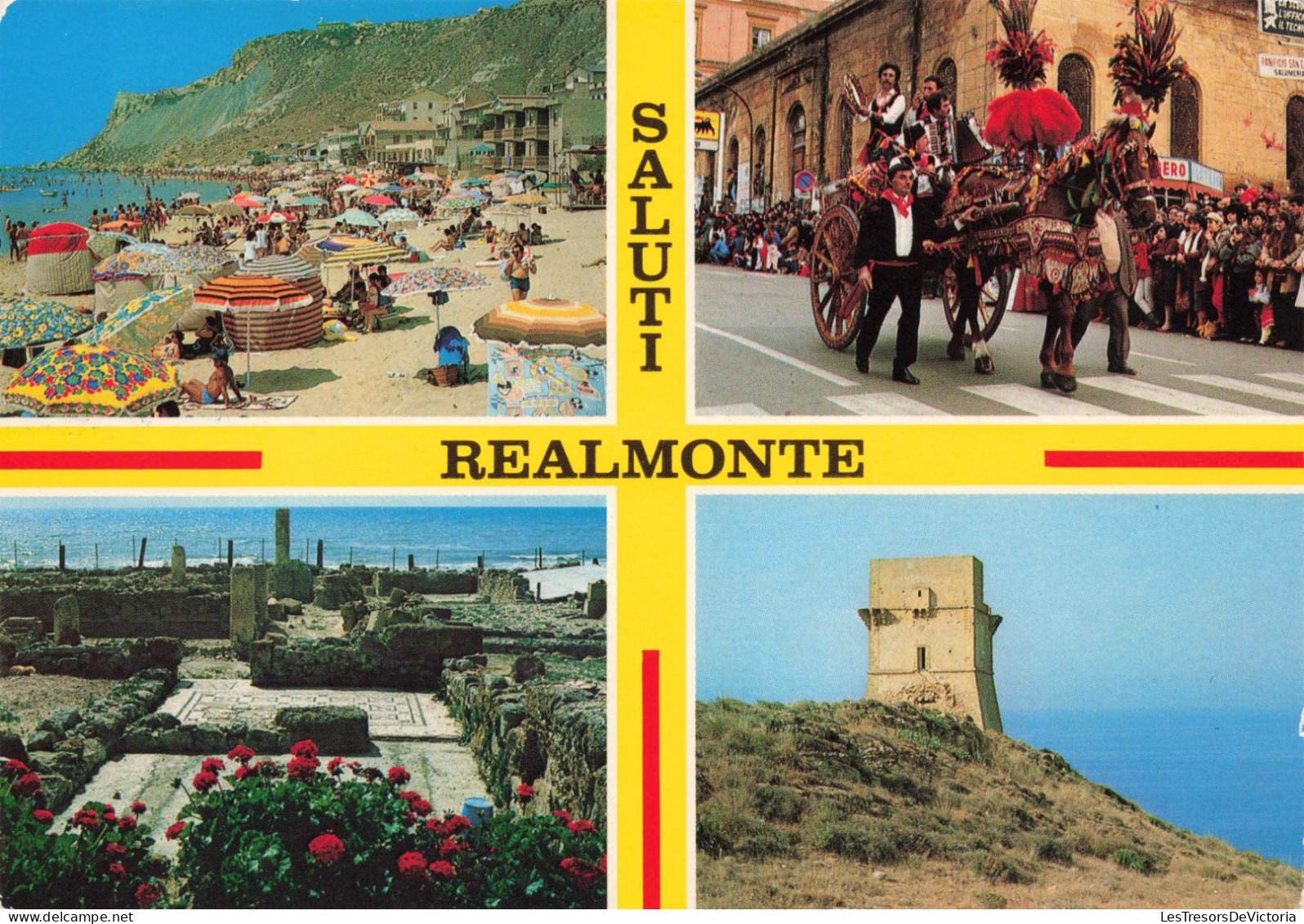 ITALIE - Realmonte - Spiaggia Faro Rossello - Carretto Siciliano - Villa Romana - Colorisé - Carte Postale Ancienne - Agrigento