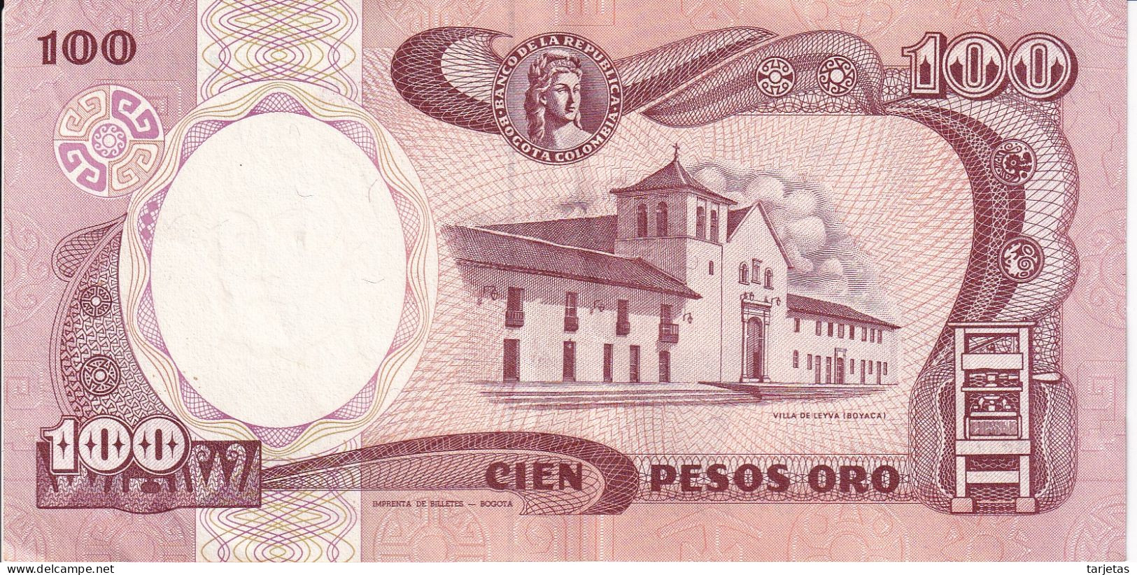 BILLETE DE COLOMBIA DE 100 PESOS DE ORO DEL AÑO 1991 EN CALIDAD EBC (XF)  (BANK NOTE) - Colombia