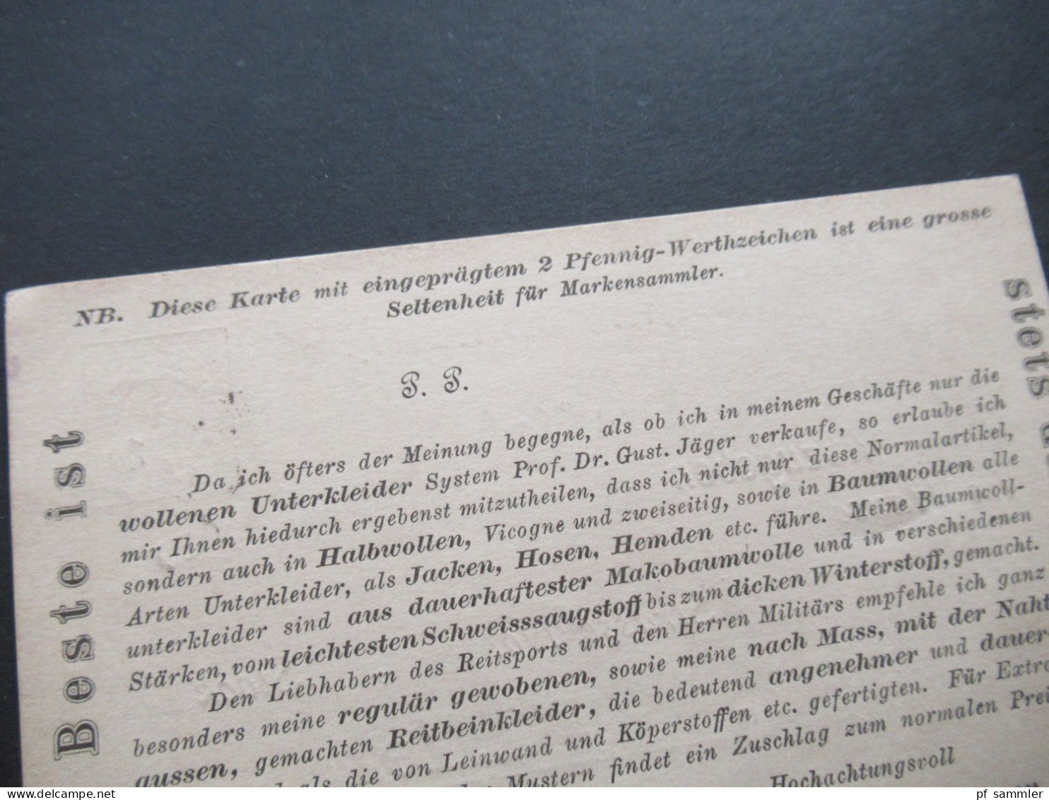Alteutschland Württemberg 19.3.1895 GA / Drucksache / Bedruckte PK Gotthold Maute Benger Stuttgart Als Orts PK - Postwaardestukken