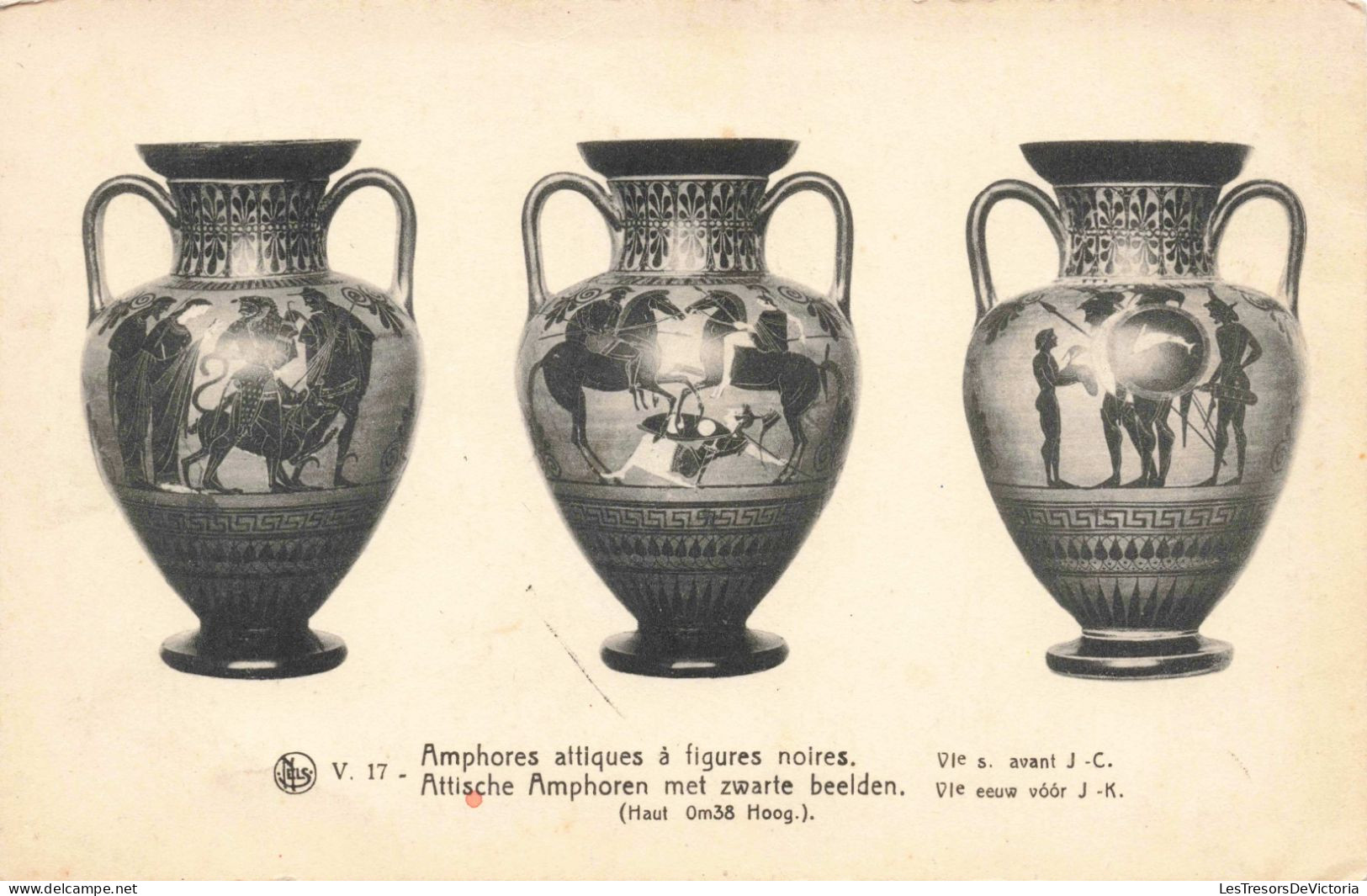 ARTS - Antiquité - Amphores Attiques à Figures Noires - Carte Postale Ancienne - Antike