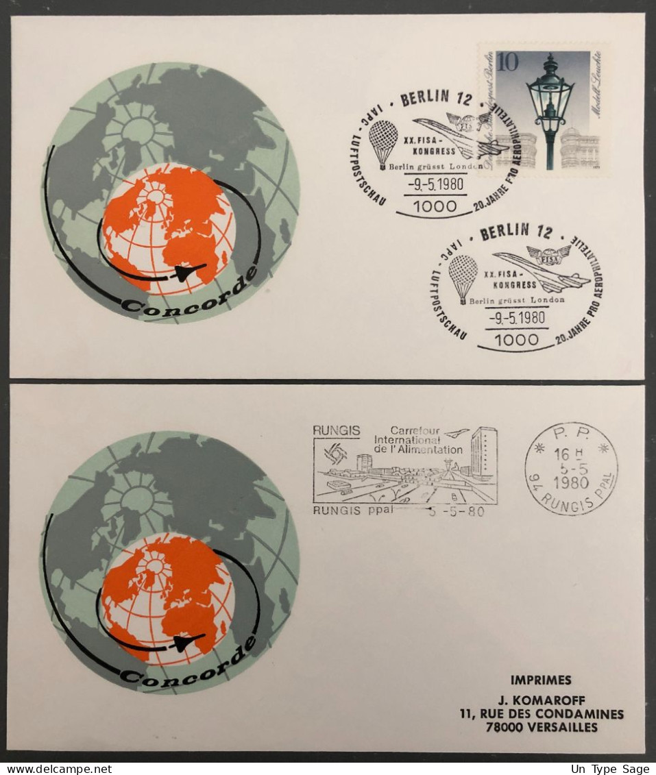 France, Concorde, 2 Enveloppes - (B1380) - Premiers Vols