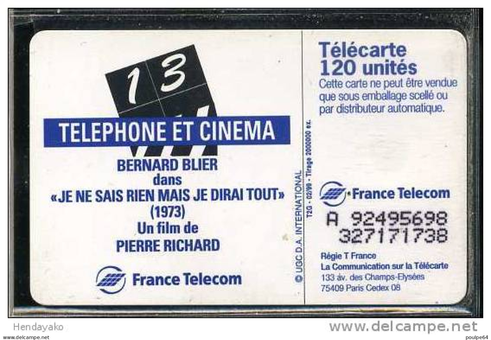 F0956  02/1999 TEL-CINÉ BLIER  120 SO3 T2G - 1999