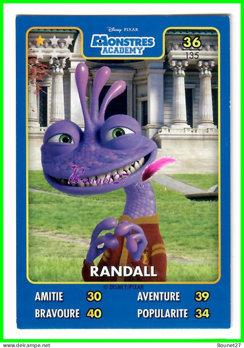 Carte Auchan Disney Pixar 2015 - MONSTRE ACADEMY- N°36 RANDALL - Disney