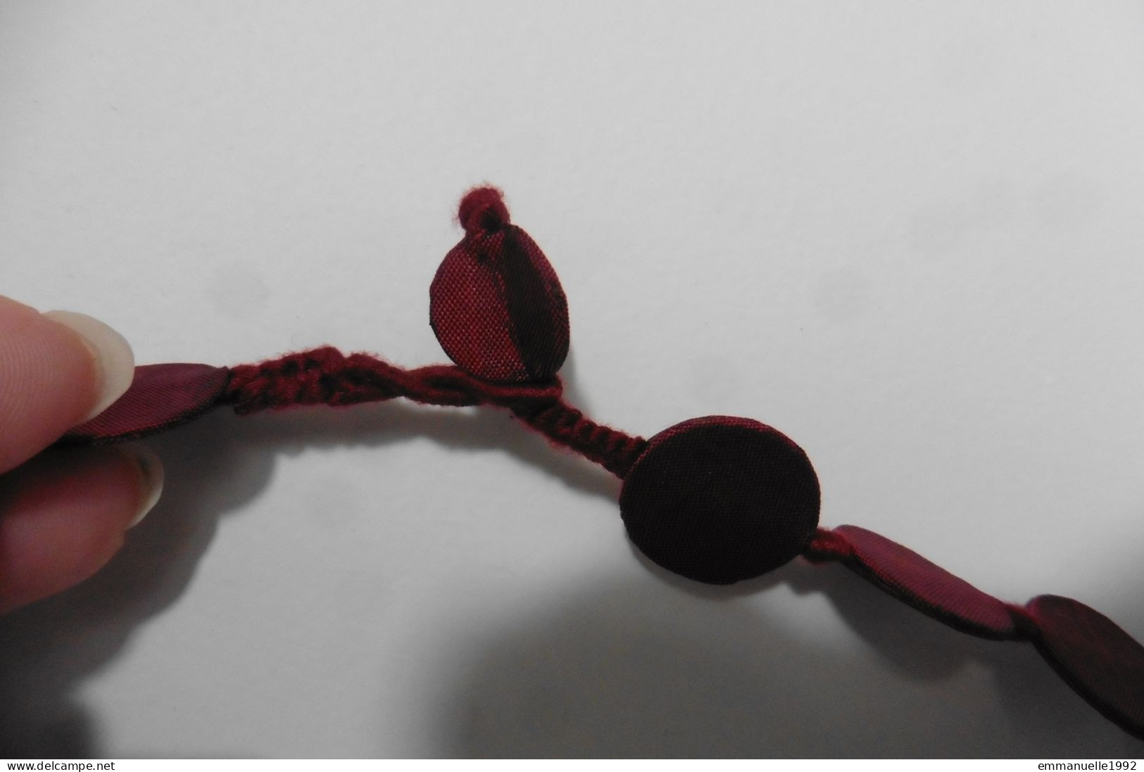 Collier Triple Rang Créateur Style Boho Bohême Perles En Soie Rouge Foncé Grenat - Halsketten