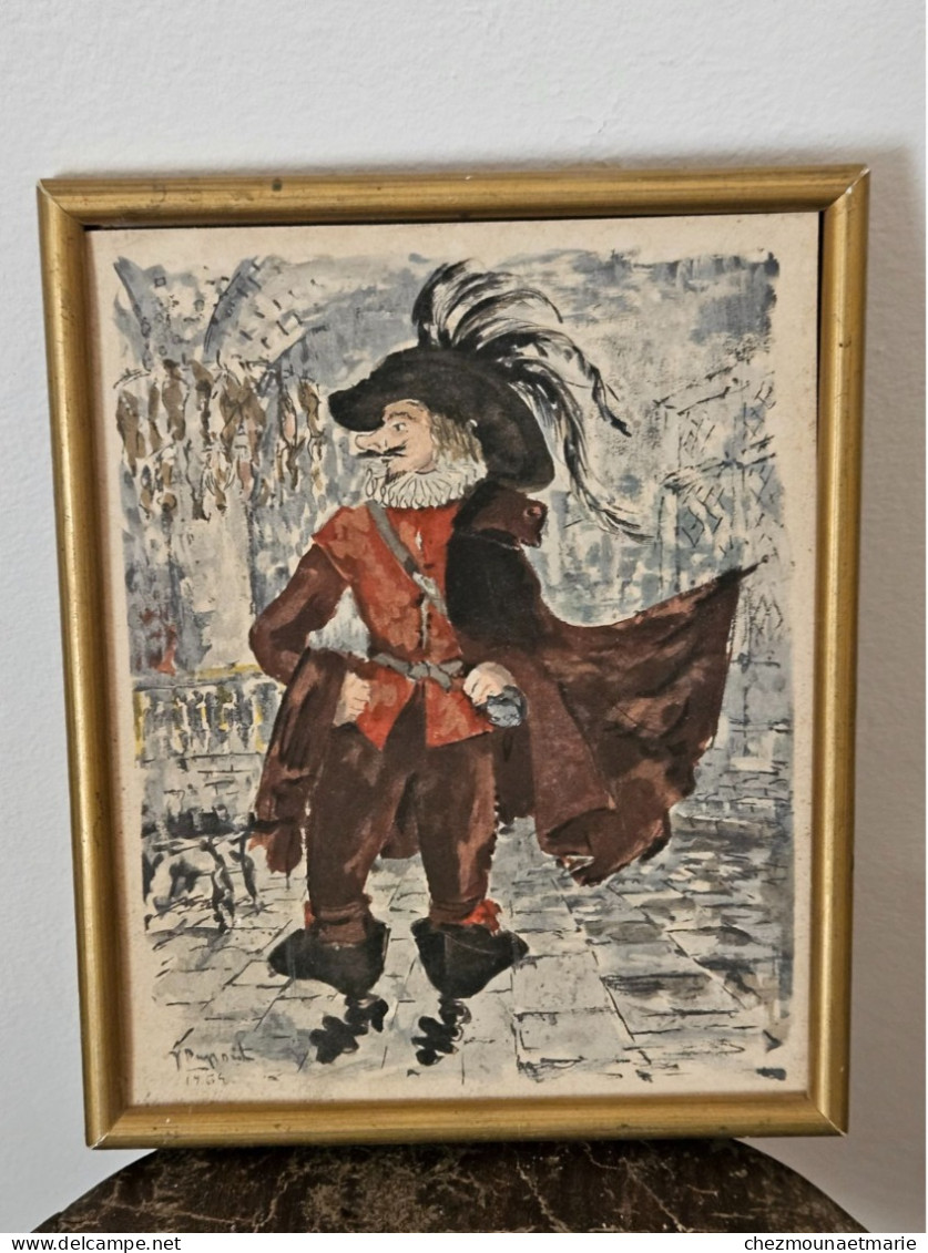 1964 CYRANO DE BERGERAC AQUARELLE OU GOUACHE AVEC SIGNATURE CADRE 20 X 16 CM - Watercolours