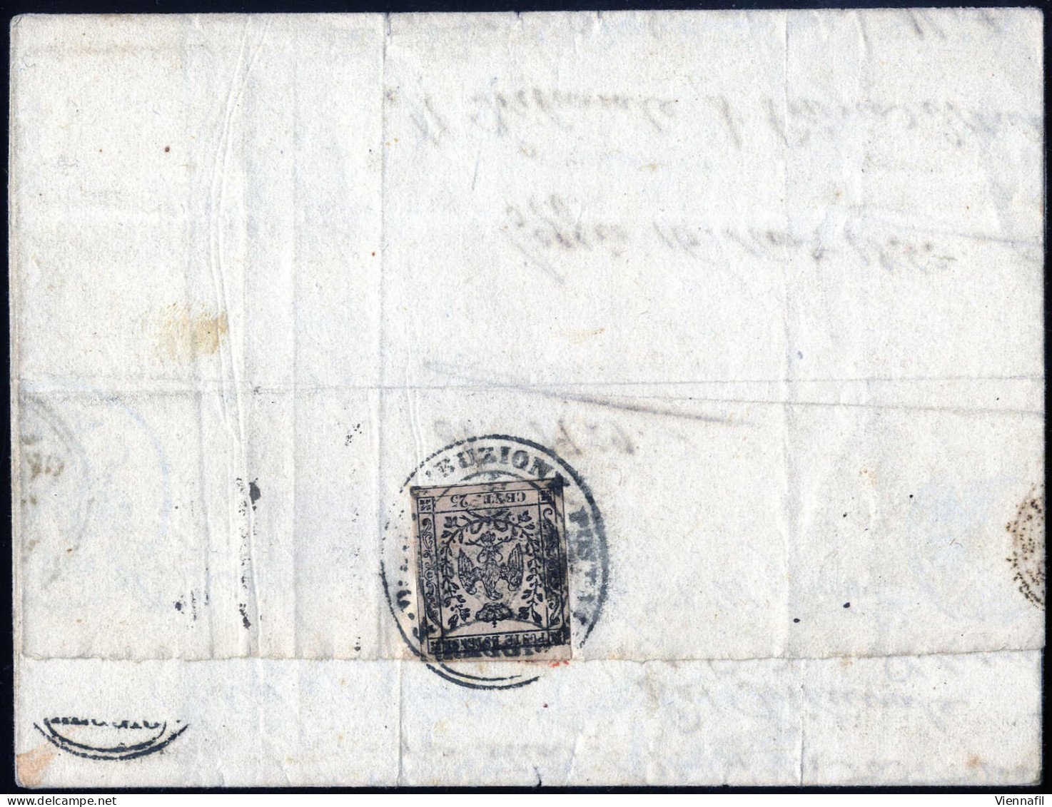 Cover 1853, Lettera Da Reggio Il 16.11 Per Montecchio Affrancata Con 5 C. Verde E 10 C. Rosa (con Punto Dopo Le Cifre) E - Modena