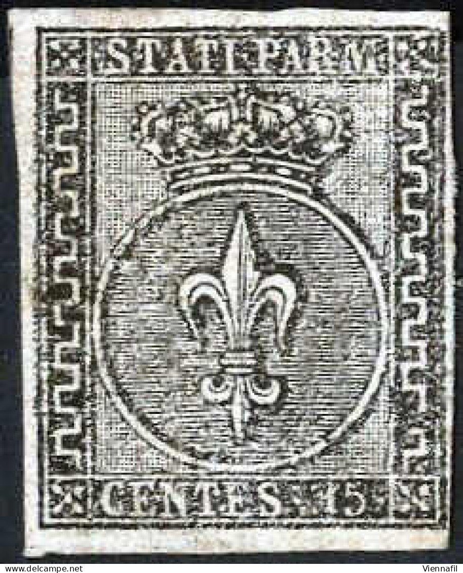 * 1852, 15 C. Rosa, Nuovo Con Gomma Originale, 3 Firme Diverse Dei Diena, Cert. Colla, Gazzi E Sorani, Sass. 3 / 16000,- - Parma